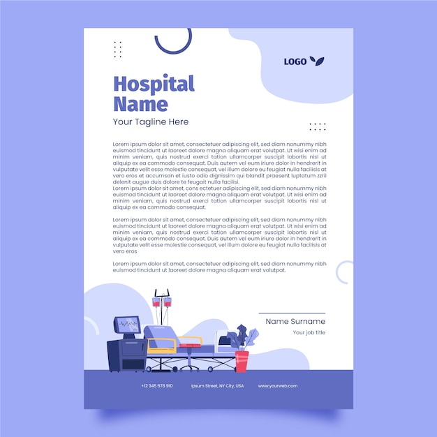 Hand drawn hospital template design