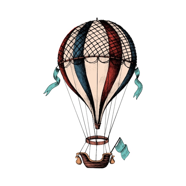 Hand drawn hot air balloon