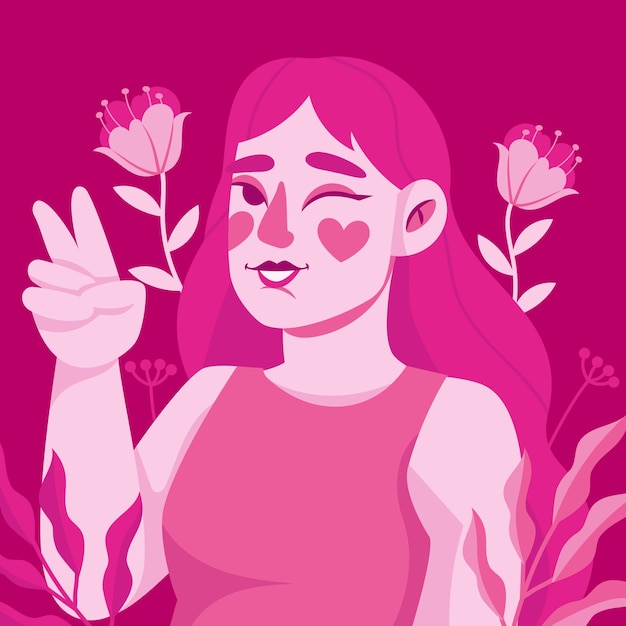 Illustrazione rosa caldo disegnata a mano