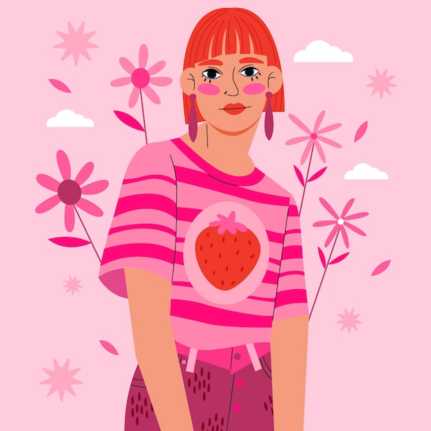 Free vector hand drawn hot pink illustration