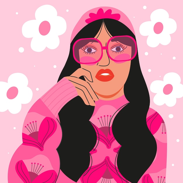 Free vector hand drawn hot pink illustration