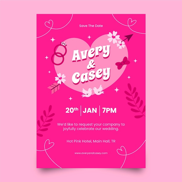 Free vector hand drawn hot pink invitation