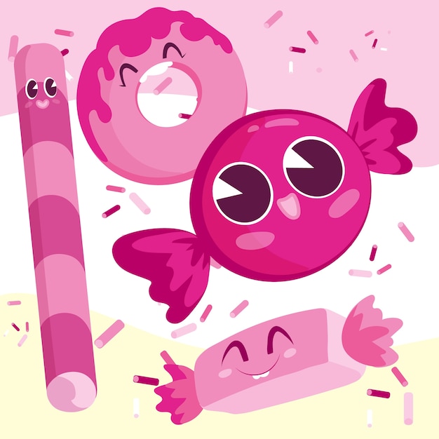 Free vector hand drawn hot pink sweets illustration