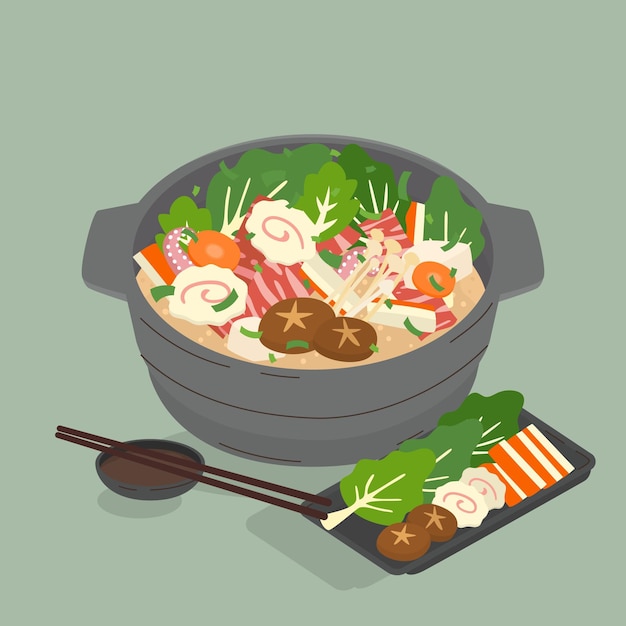 Hand drawn hot pot illustration