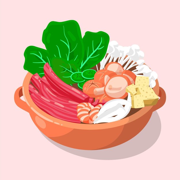 Hand drawn hot pot illustration