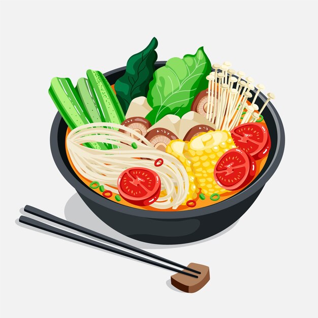 Hand-drawn hot pot illustration