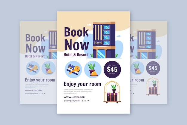 Free vector hand drawn hotel resort poster template