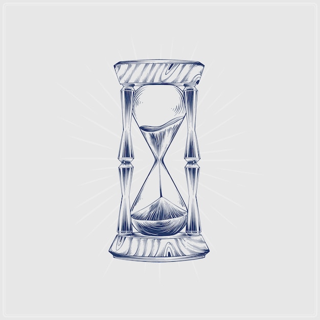 Hand drawn hourglass drawing illustration