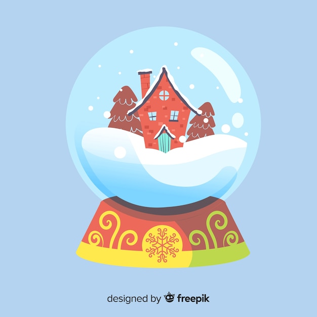 Hand drawn house christmas snowball