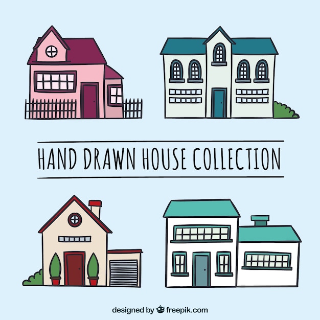 Free vector hand drawn house collection