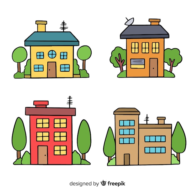 Free vector hand drawn house collection