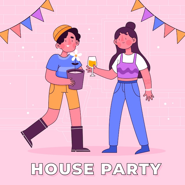 Free vector hand drawn house party illustration