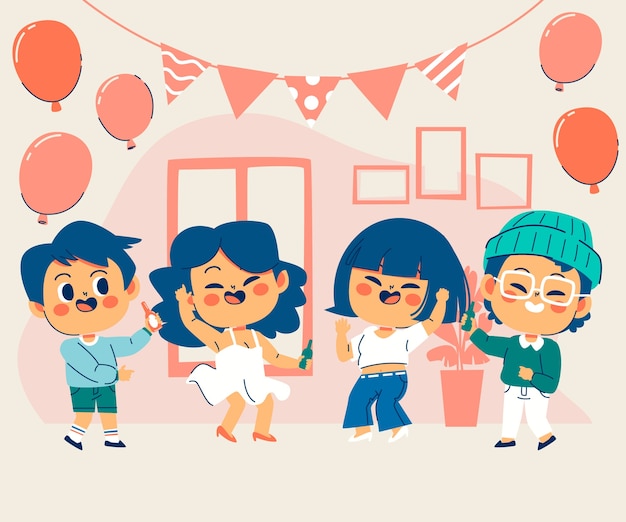 Free vector hand drawn house party illustration