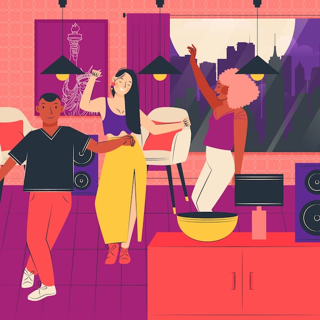 Free vector hand drawn house party illustration