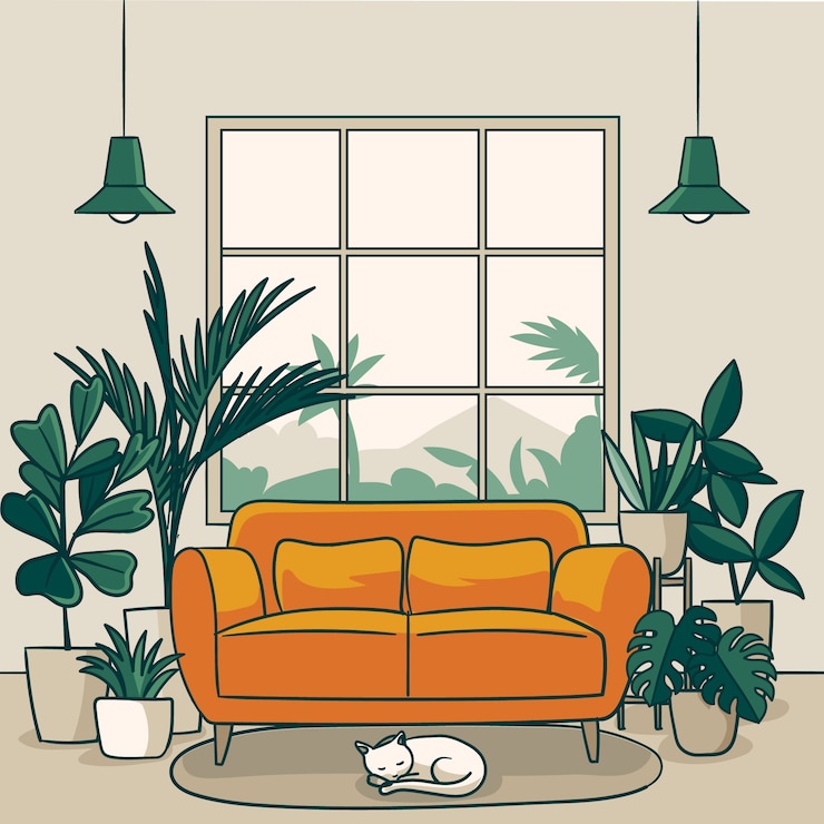 無料Vector 手描き観葉植物イラスト