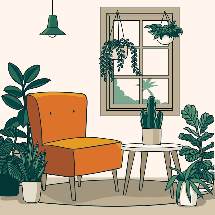 無料Vector 手描き観葉植物イラスト