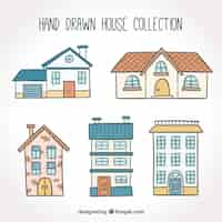 Vettore gratuito set di case disegnate a mano