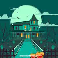 Free vector hand drawn house with spooky style