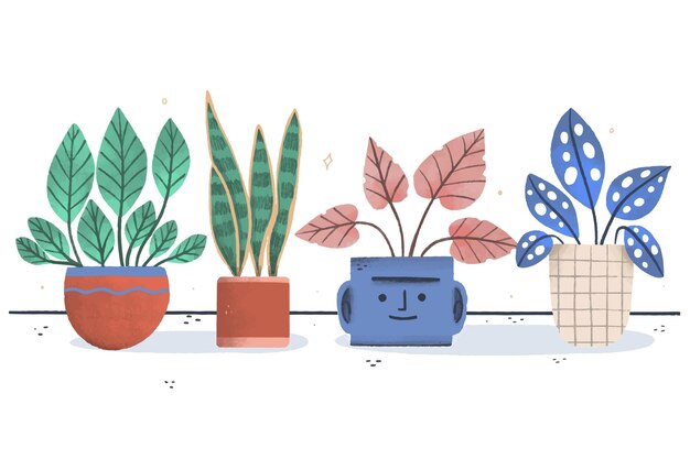 Free vector hand drawn houseplant collection