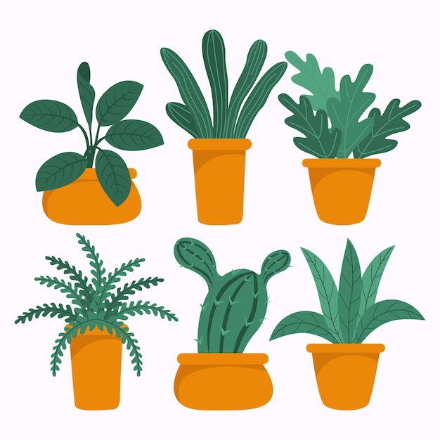 Free vector hand drawn houseplant collection