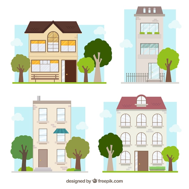 Free vector hand drawn houses collection