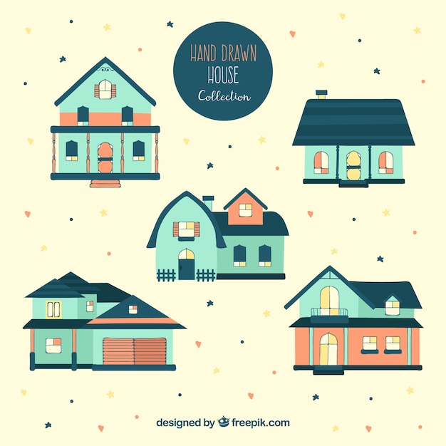 Free vector hand-drawn houses with great designs