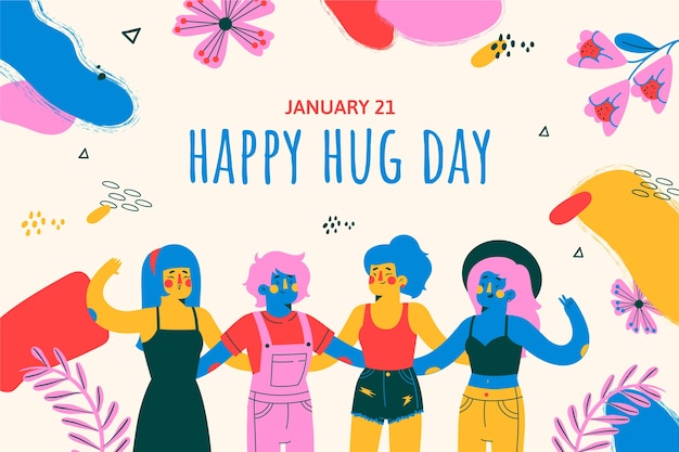 Hand drawn hug day background