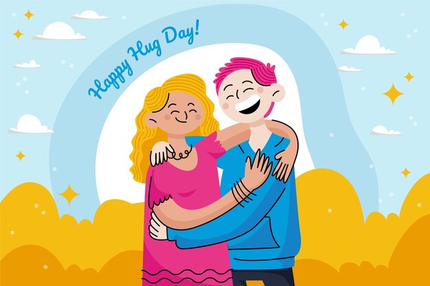 Hand drawn hug day background