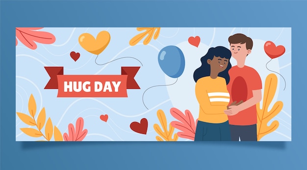 Hand drawn hug day horizontal banner