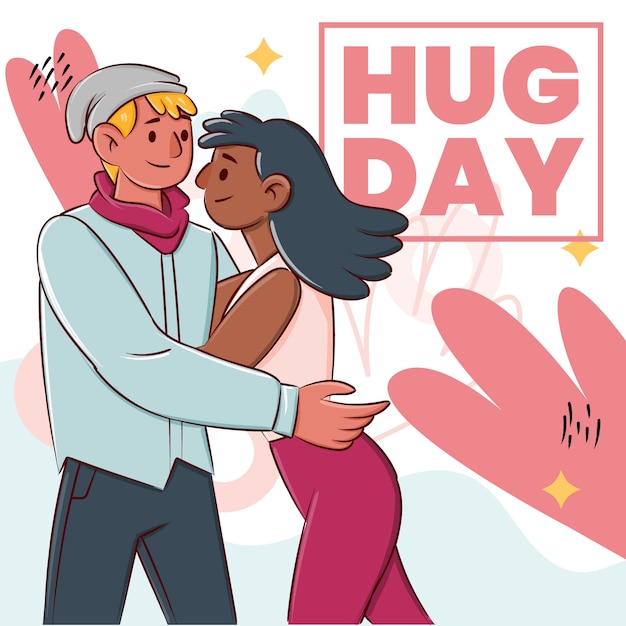 Hand drawn hug day illustration