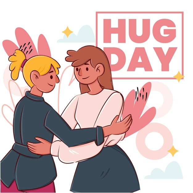 Hand drawn hug day illustration