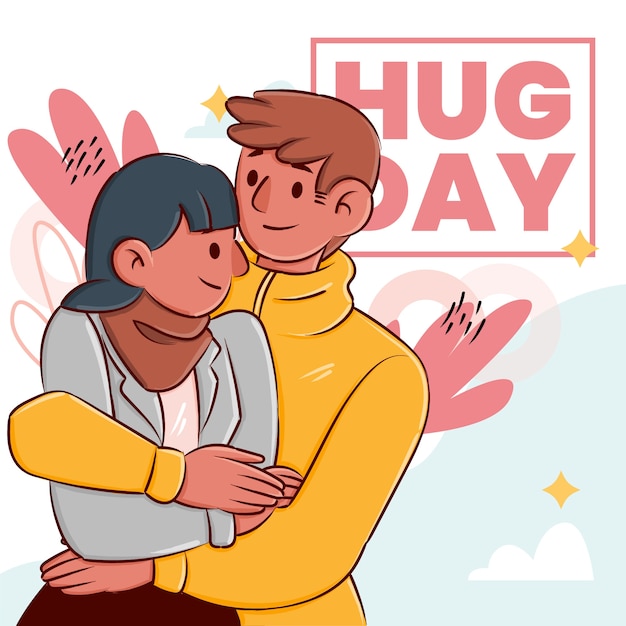 Free vector hand drawn hug day illustration