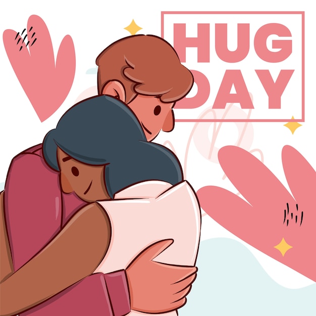 Hand drawn hug day illustration