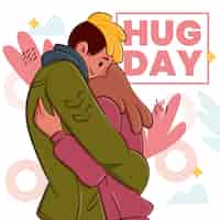 Free vector hand drawn hug day illustration