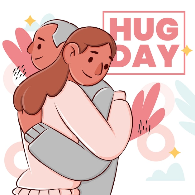 Hand drawn hug day illustration