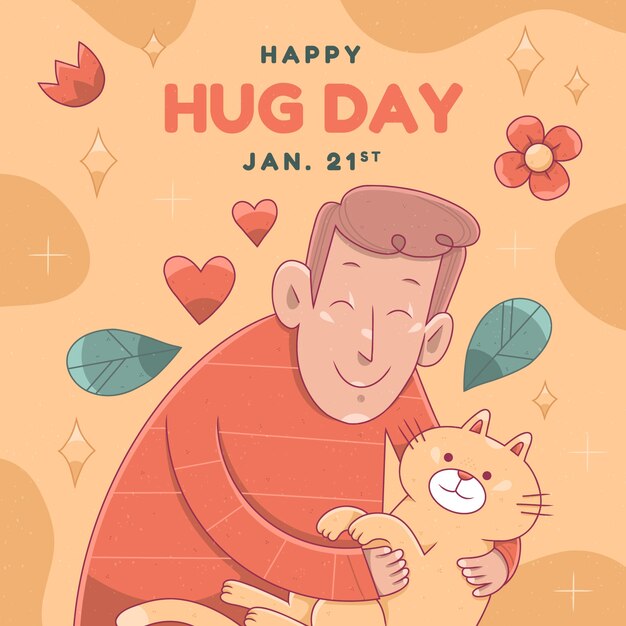 Hand drawn hug day illustration