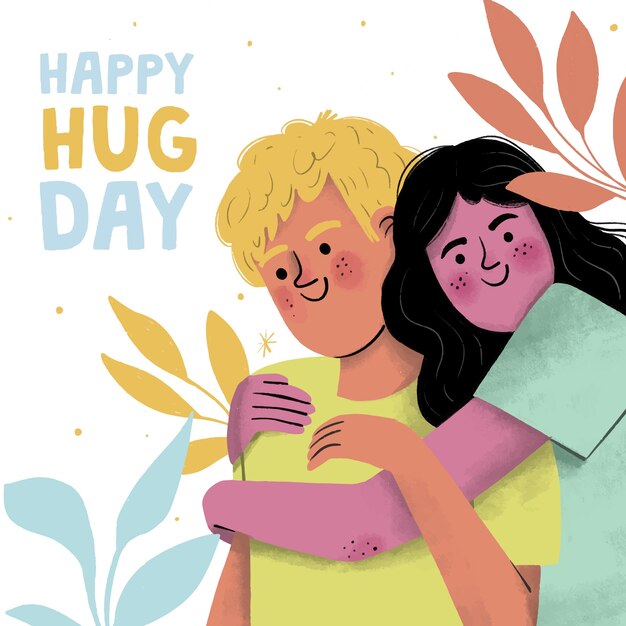 Hand drawn hug day illustration