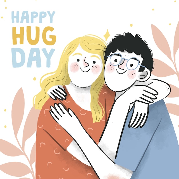 手描きの抱擁の日のイラスト