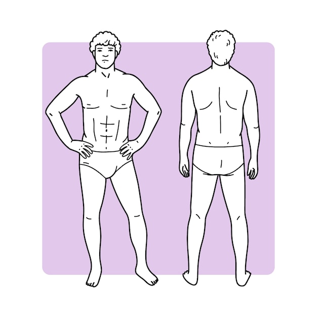 Vettore gratuito illustrazione disegnata a mano del profilo del corpo umano