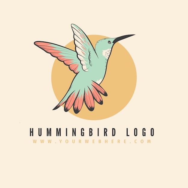 Ручной обращается дизайн логотипа колибри