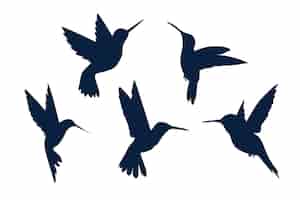 Бесплатное векторное изображение Ручной обращается силуэт колибри