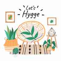 무료 벡터 손으로 그린 된 hygge 개념