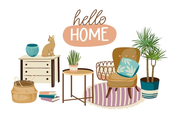 Free vector hand drawn hygge concept