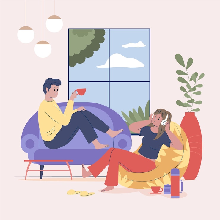 無料Vector 手描きのヒュッゲのライフスタイルシーン