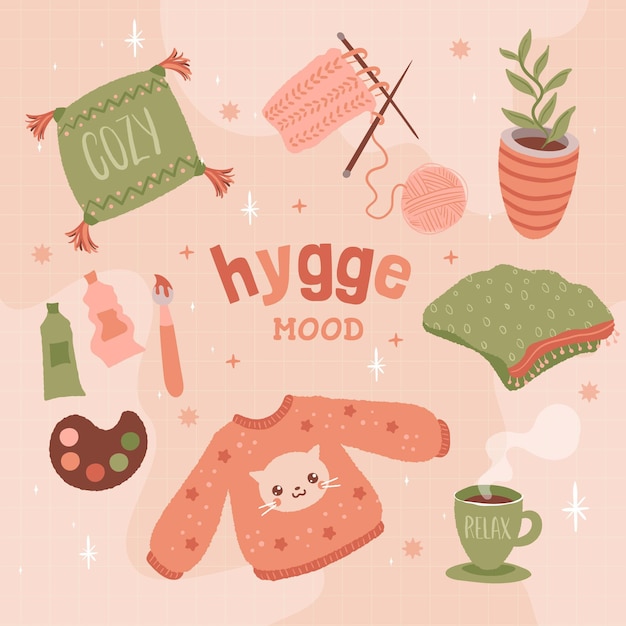 손으로 그린 hygge 스티커