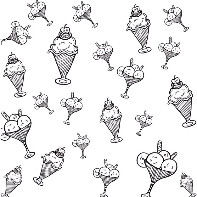  Hand Drawn Ice Cream Background