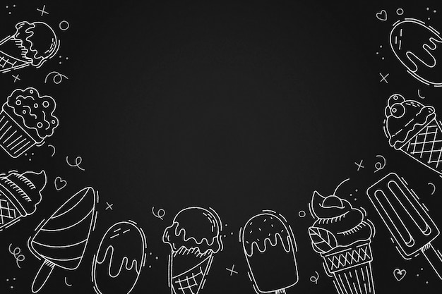 Hand drawn ice cream blackboard background