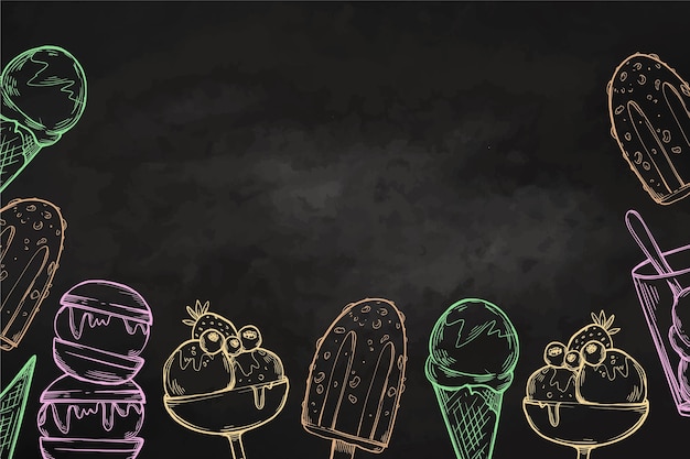 手描きのアイスクリーム黒板の背景