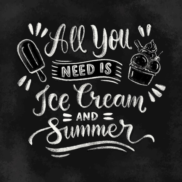 Free vector hand drawn ice cream blackboard lettering