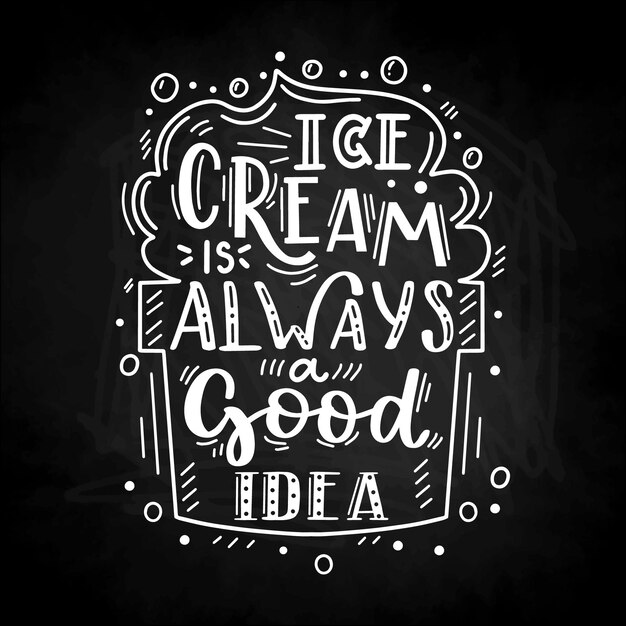 Hand drawn ice cream blackboard lettering